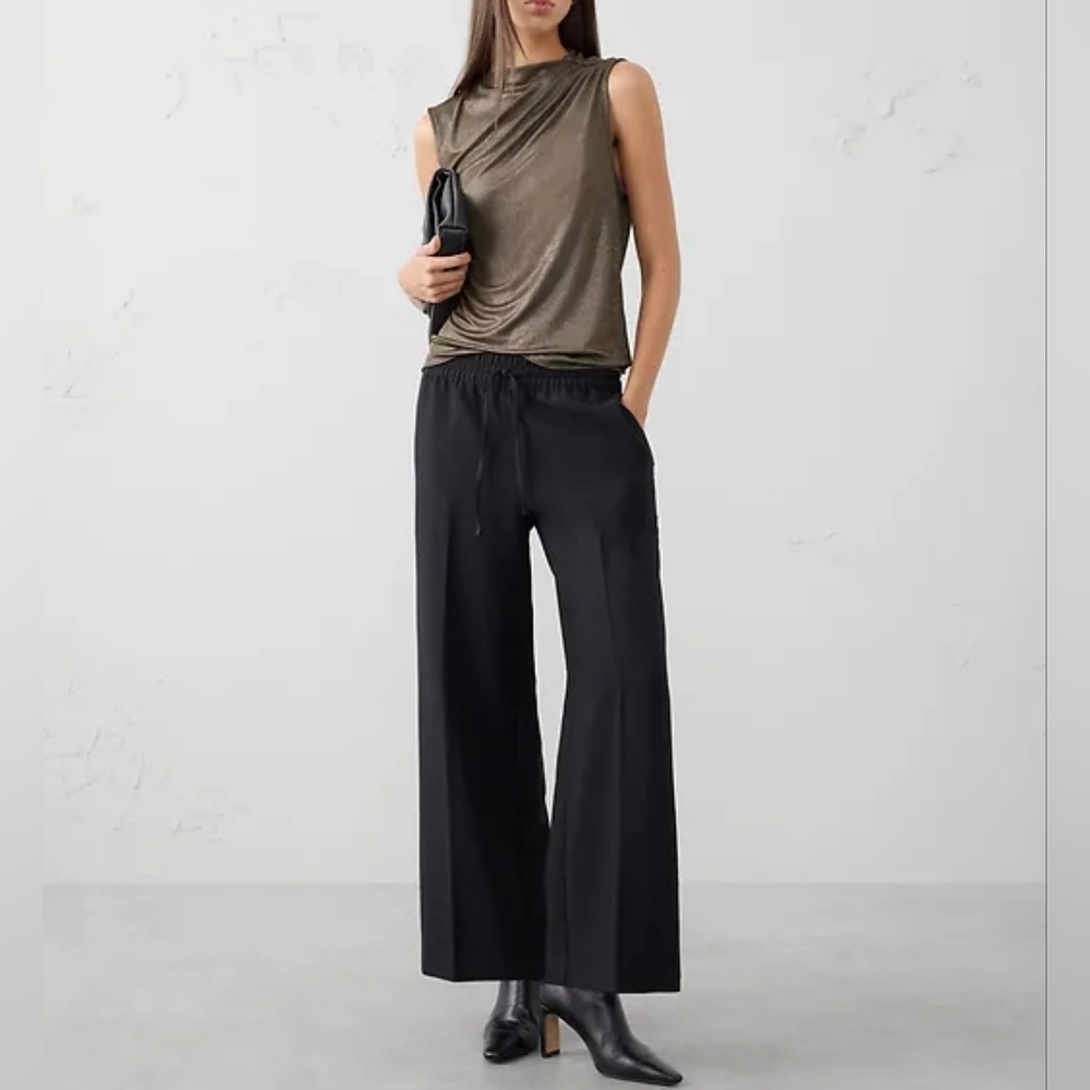 NWT BANANA REPUBLIC | $65 Bronze Foiled Draped-Shoulder Blouse - Picture 2 of 5